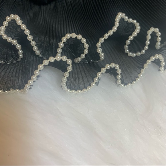 Vintage Black Dress with Pearl Lined Ruffles - Picture 12 of 13